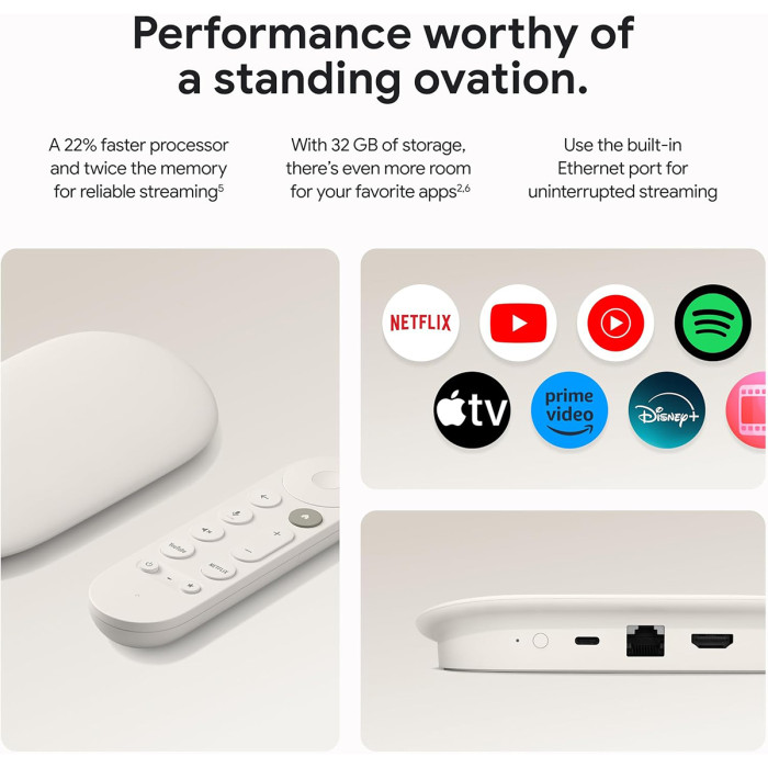 Оригінальний медіаплеєр Google TV Streamer 4K (Porcelain)